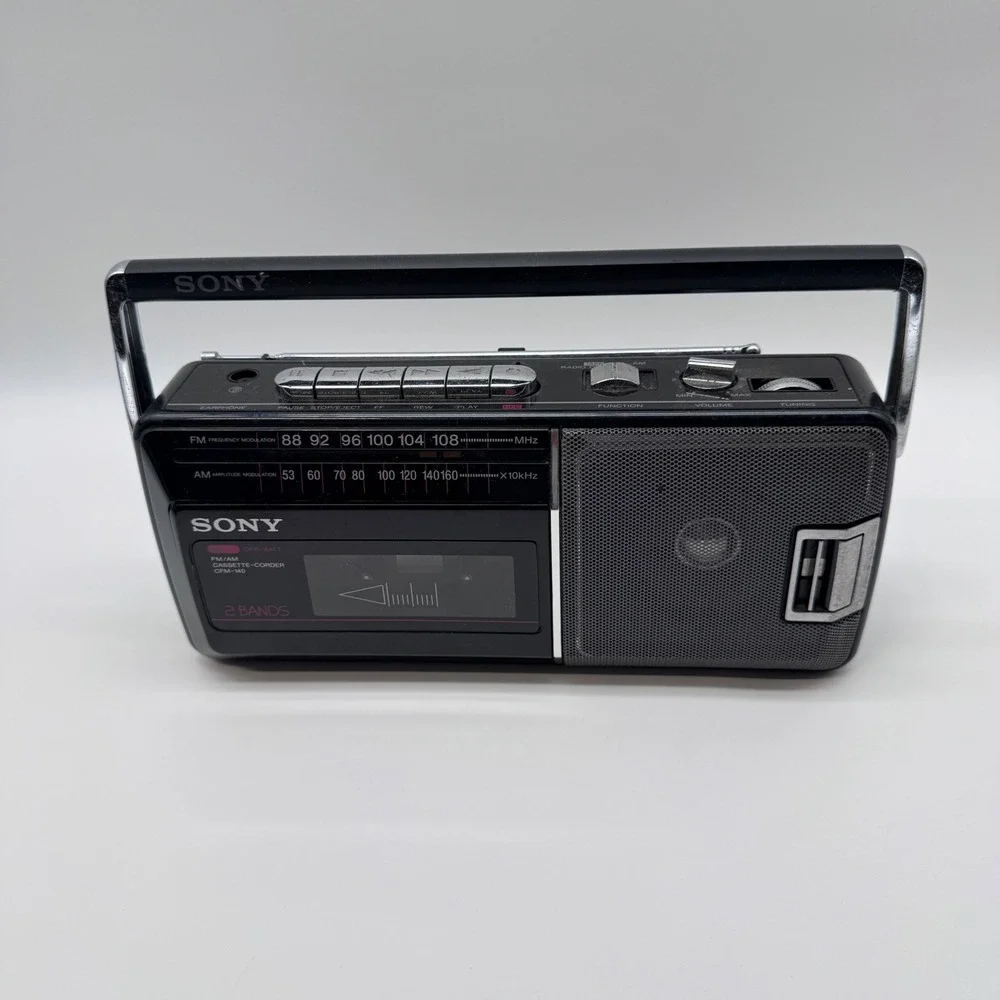 Vintage Sony Cassette Player Radio Black CFM-140 AM/FM Portable Recorder 2 Bands